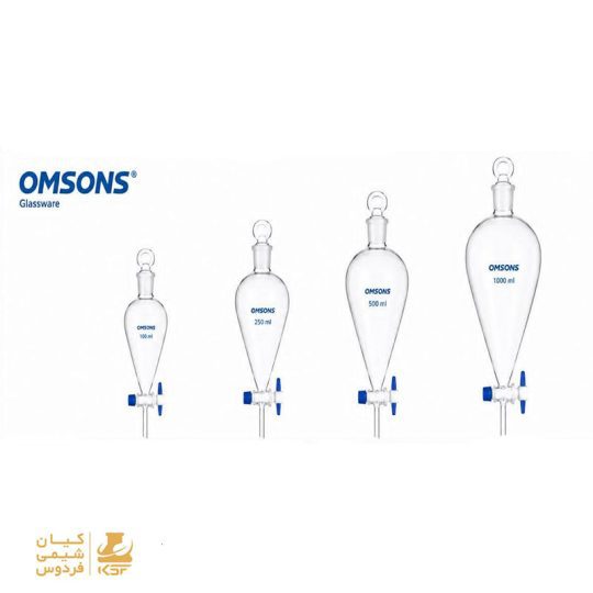 قیف دکانتور شیشهای OMSONS با شیر تفلونی